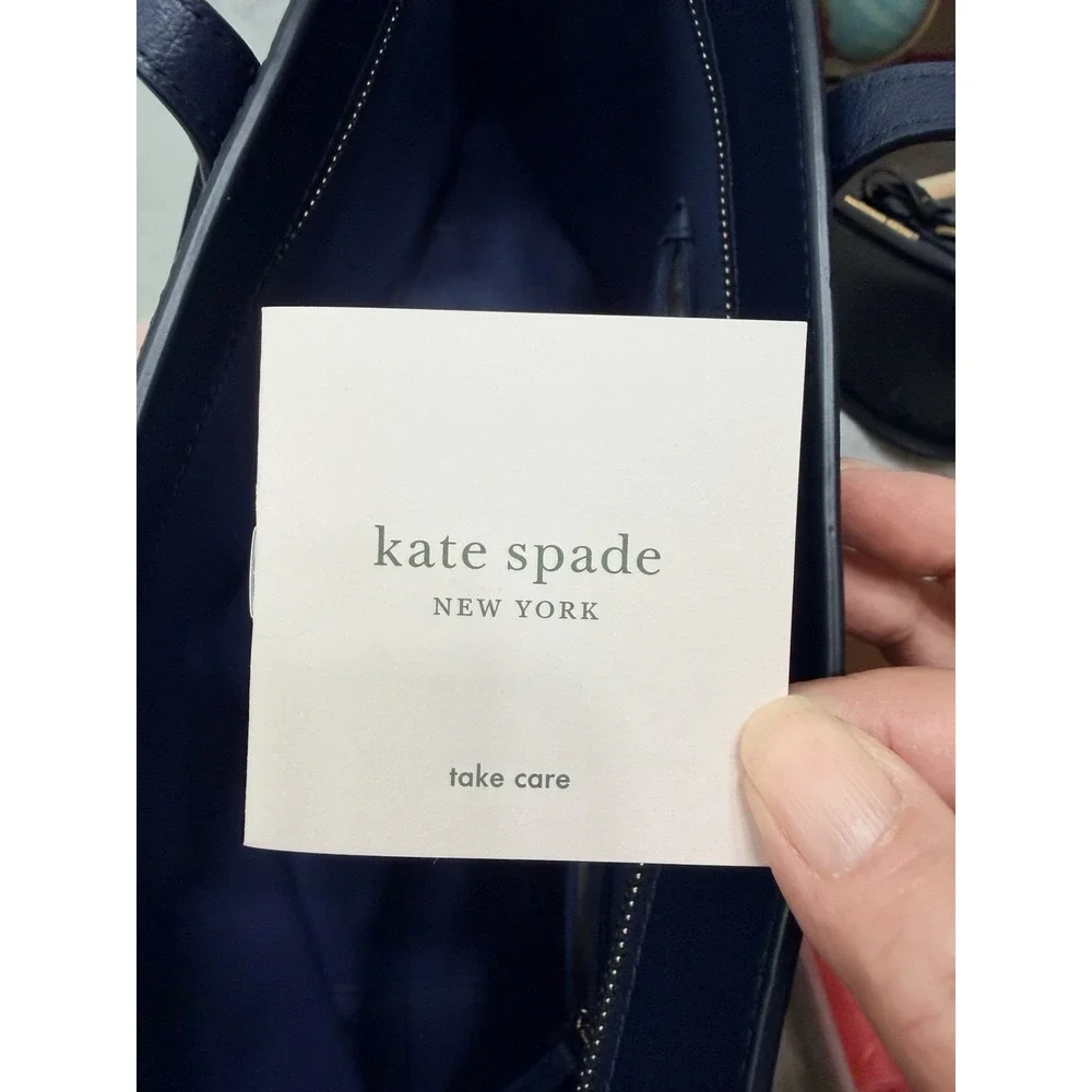 Kate Spade NWT'S  Adel Navy Blue Leather Large Zip Tote Handbag Purse $328